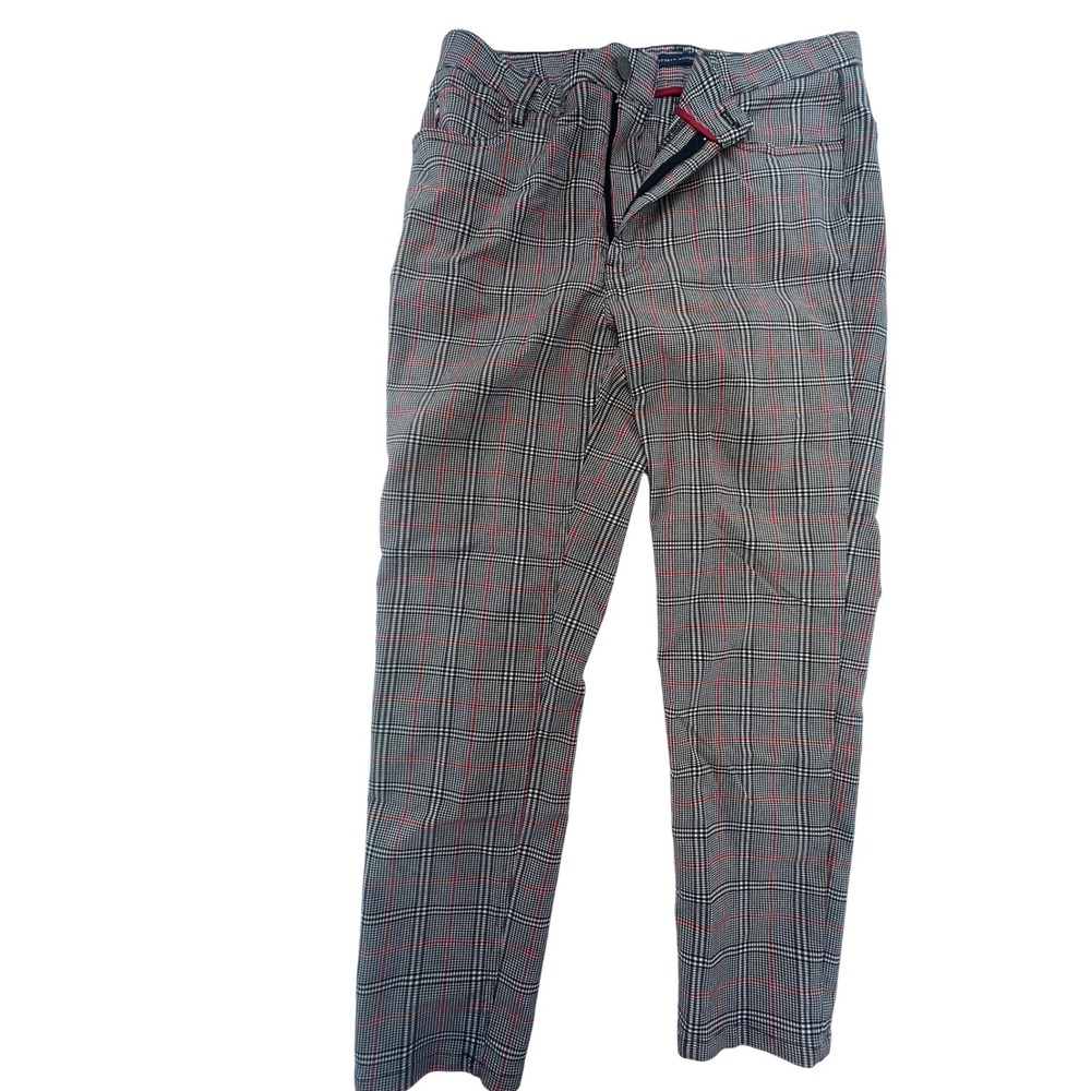 Tommy Hilfiger Women's Plaid Ankle‎ Pants Trousers Career Casual Black Red 12